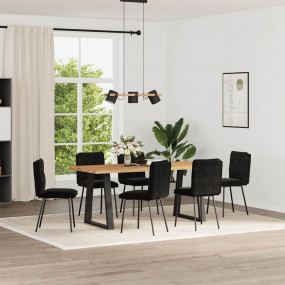 Dining Chair Set of 6 Black Velvet, plywood, metal Stan...