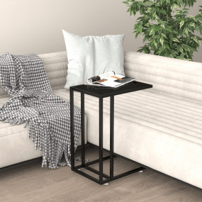 Side Table Black Tempered Glass, Powder-Coated Iron Med...
