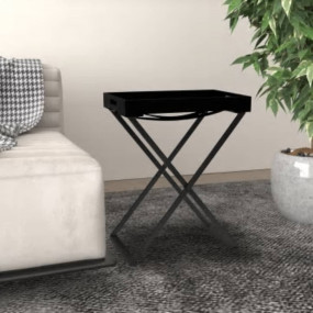 Folding Table Black MDF, Iron 18.9x13.4x24.0 in Foldabl...