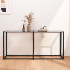 Console Table Transparent Tempered glass, powder-coated...