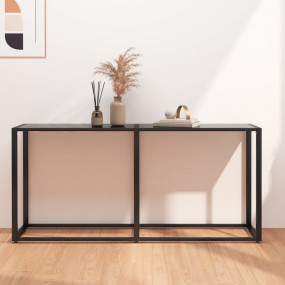 Console Table Black Tempered glass 63.0x13.8x29.7in Sim...