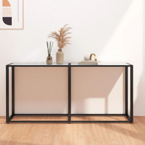 Console Table White marble Tempered Glass, Powder-Coate...