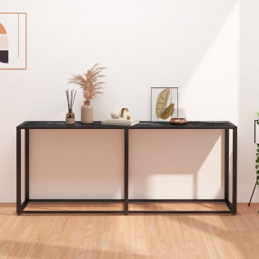 Console Table Black Marble Tempered Glass 70.9 x 13.8 x...