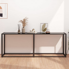 Console Table Black Tempered Glass, Powder-Coated Steel...