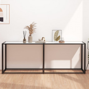 Console Table White marble Tempered glass, powder-coate...