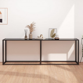Console Table Black Tempered Glass Large Simplistic