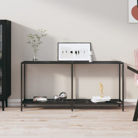 Console Table Black Tempered Glass 63 x 13.8 x 29.7 in