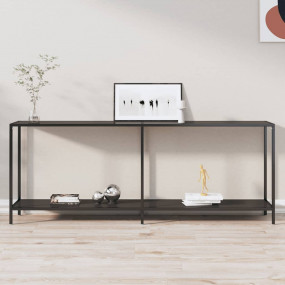 Console Table Black Tempered glass 78.7 in Length Simpl...