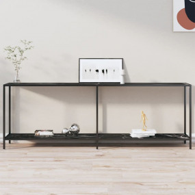 Console Table Black Tempered glass, powder-coated steel...