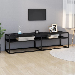 TV Cabinet Black Tempered Glass 63.0 x 15.9 x 15.9 in T...