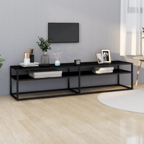 TV Cabinet Black Tempered glass, powder-coated steel La...