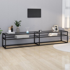 TV Cabinet Black and transparent Tempered glass, powder...