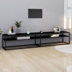 TV Cabinet Black Tempered glass, powder-coated steel La...