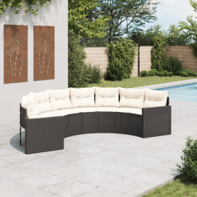 Patio Sofa Black, Cream White PE rattan, Powder-coated ...
