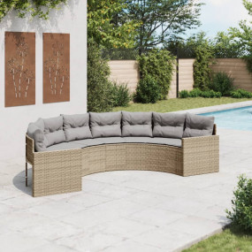 Patio Sofa Beige PE rattan, powder-coated steel Large