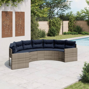 Patio Sofa Half-round garden sofa: Gray, Cushion: Navy ...