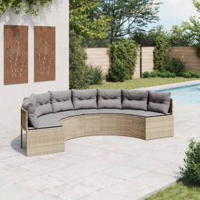 Patio Sofa Beige PE Rattan 113 inches long Removable Co...