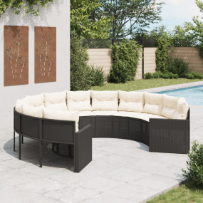 Patio Sofa Black (Sofa), Cream white (Cushions)