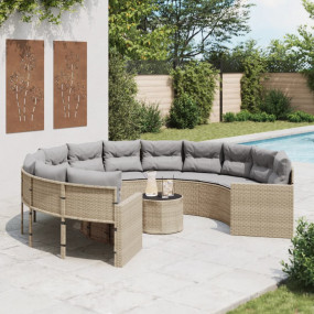 Patio Sofa Beige PE rattan, powder-coated steel, temper...