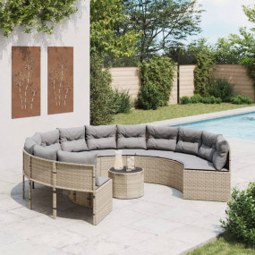 Patio Sofa Beige PE Rattan Large Removable Covers Patio...