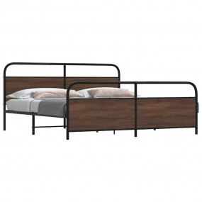 Bed Frame Brown oak Steel, Engineered wood Double