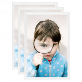 Photo Frame Set of 3 White MDF, PS A4 Decorative Inlays