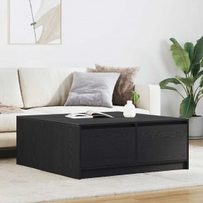 Coffee Table Black Oak Engineered wood 39.4 in x 39.4 i...