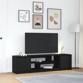 TV Cabinet Black Oak Engineered Wood Large Storage TV C...