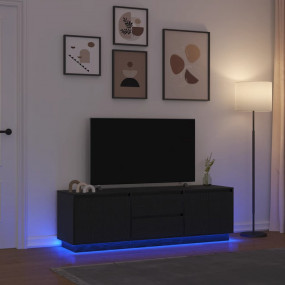 TV Cabinet Black Oak Engineered wood Large TV Cabinet