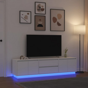 TV Cabinet White Engineered Wood Large TV Cabinet Recta...