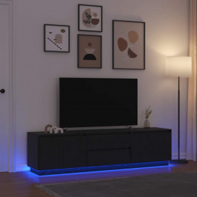 TV Cabinet Black Oak Engineered Wood Large TV Cabinet