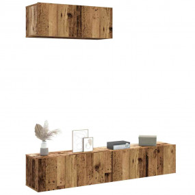 TV Cabinet Set Set of 3 Old wood Engineered wood Medium