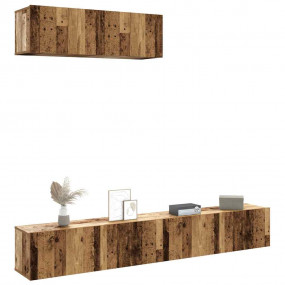 TV Cabinet Set of 3 Old wood Engineered wood Medium TV ...