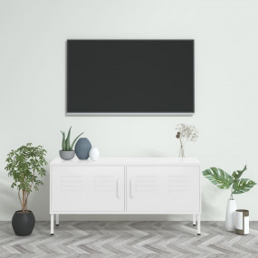 TV Cabinet White Steel 41.3 x 13.8 x 19.7 in Levelers