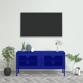 Navy Blue Steel TV Cabinet Medium Rectangular Industria...