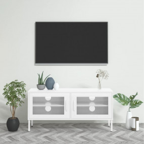 TV Cabinet White Steel Medium Levelers TV Cabinet Recta...