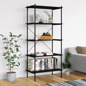 Shelving Unit Black Engineered wood, Steel 31.5x15.7x64...