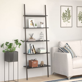 Leaning Shelf Black Engineered wood, steel 5-Tier