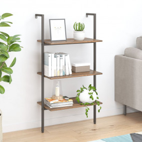 Leaning Shelf Dark Brown and Black Engineered wood and ...