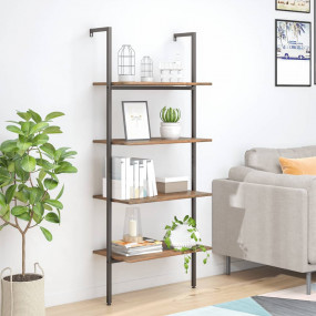 Leaning Shelf Dark Brown and Black Engineered wood, Ste...