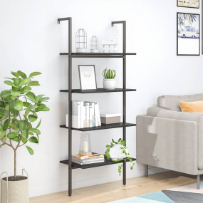 Leaning Shelf Black Engineered Wood, Steel Medium Leani...