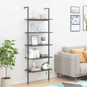 Leaning Shelf Black Engineered wood, Steel Tall Leaning...