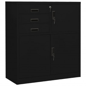 Office Cabinet Black Steel Medium Height-Adjustable She...
