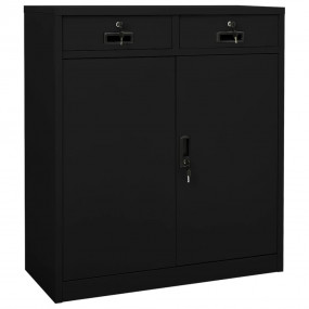 Office Cabinet Black Steel Medium Height-Adjustable She...
