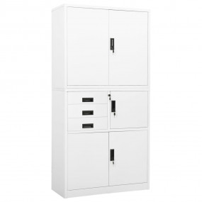 Office Cabinet White Steel Large Height-Adjustable Shel...