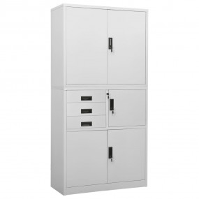 Office Cabinet Light Grey Steel Large Smooth-Closing