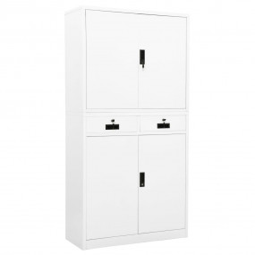 Office Cabinet White Steel Height-Adjustable Shelves