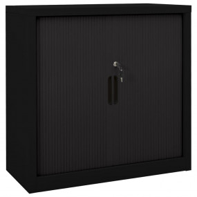 Sliding Door Cabinet Black Steel Compact Adjustable She...