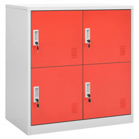 Locker Cabinet Light Grey and Red Steel Medium Locker C...