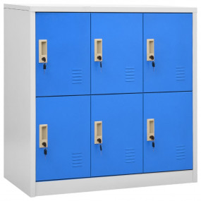 Locker Cabinet Light Grey and Blue Steel Medium